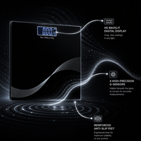 Báscula Digital Inteligente para Baño, 180 kg, Vidrio Templado Negro, Báscula Electrónica de Alta Precisión para un Estilo de Vida Saludable Diario