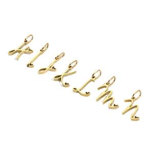 Personnalisé Plaqué Or Acier Inoxydable 26 Coeur <span class=keywords><strong>Lettre</strong></span> Alphabet Pendentif A-Z Initiale Charme DIY Bijoux pour Cadeau - Product Image 4