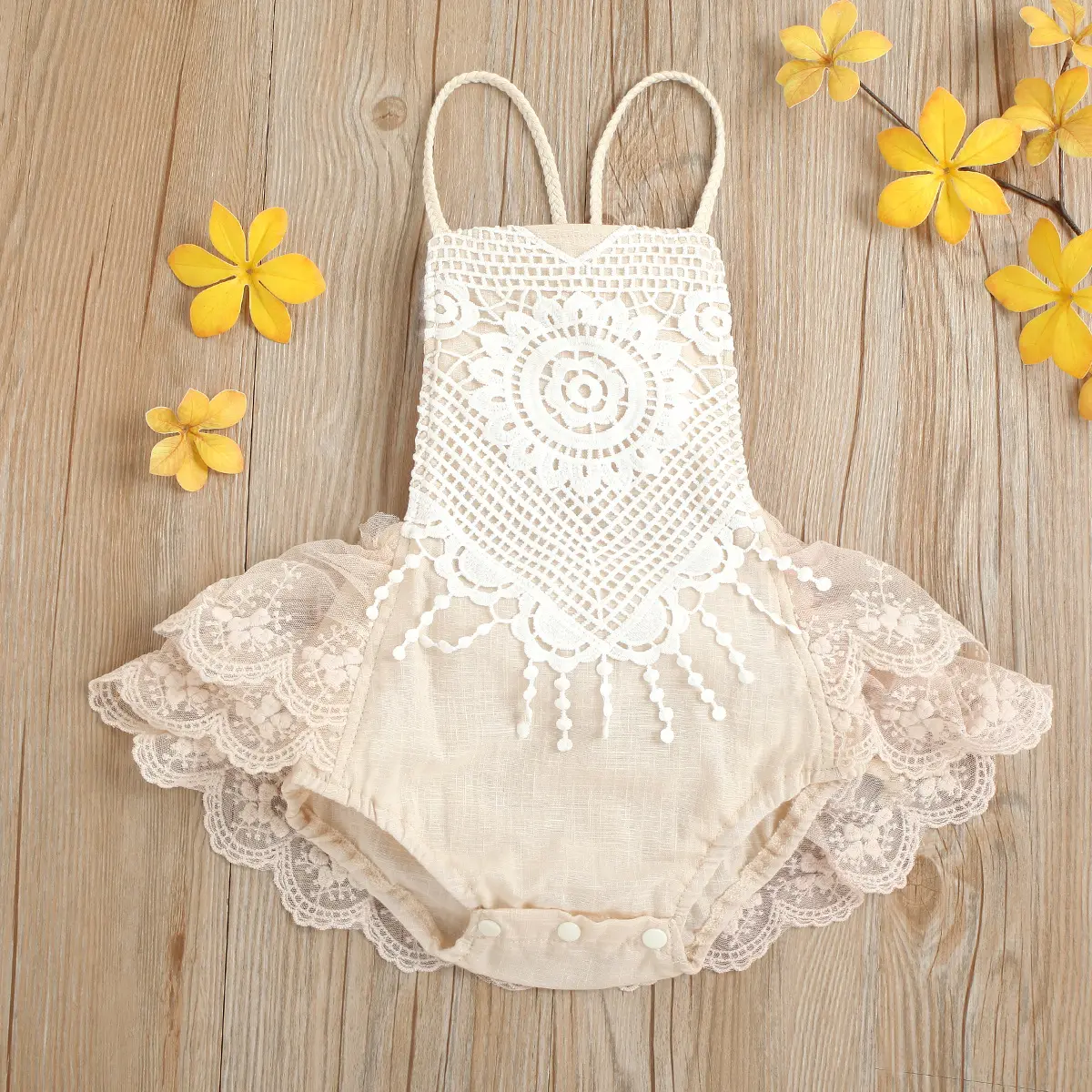 Children's Wear Baby One Piece Suit with Net Gauze Lace Baby Triangle Climbing Suit Summer Romper New Born Baby Clothes