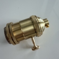 Douille de lampe E27 vintage en laiton avec interrupteur marche/arrêt à bascule, douille Edison en métal moleté à double anneau de verrouillage pour suspension rétro