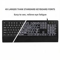 Clavier rétroéclairé filaire USB OEM ODM à grandes touches pour seniors et malvoyants, lettres 4 fois plus grandes à contraste élevé, rétroéclairage LED blanc