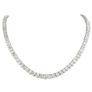 Trendy 14K 18K Solid Gold Lab Created Diamond Tennis <b>Necklace</b> Oval Cut IGI Fine Jewelry for Women - Product Image 3