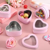 En vrac romantique coeur forme bonbons artisanat stockage boîte en métal vide 4oz 6.5oz bougie faisant fenêtre étain