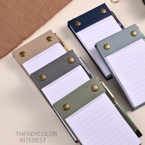 Mini <strong>Notepads</strong> Tear-off Paper Diary Portable PU Leather Notebook Journal <strong>with</strong> Pen Holder - Product Image 4