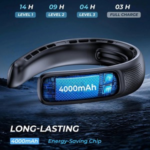Nuevo Ventilador de Cuello Portátil, 4 Ventiladores de Cuello sin Aspas Turbo, 4000mAh, Recargable por USB, 360° Ventilador de Refrigeración de 3 Velocidades con Pantalla LED - Product Image 4