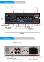 Radio MP3 Universal Topnavi 1 Din para Auto con Transmisor FM, 2 Puertos USB, SD, AUX, Estéreo