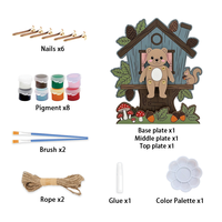 Kit de peinture DIY Maison d'arbre Ours en bois avec peintures et pinceaux – Décoration murale créative faite à la main pour enfants et adultes