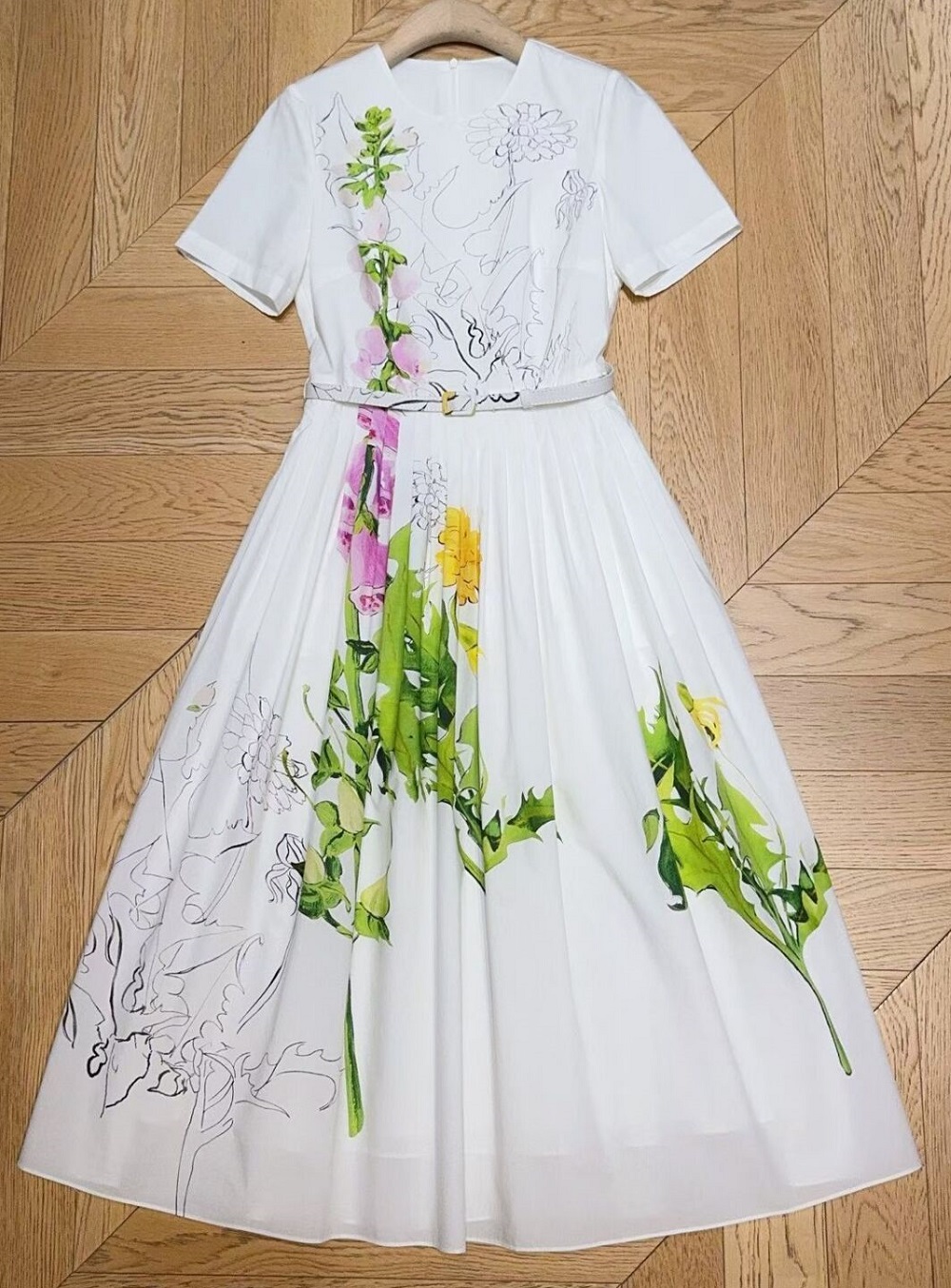 green summer dress with white flowers Msjuheg Sundress Floral Dress Green Dress Casual Dresses for Women Summer Dresses for Women 2024 Polyester Spandex Green S, Women's, Size: Small