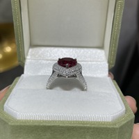 Bague de fiançailles et de mariage en argent S925, 4 carats, en forme de cœur, rouge sang de pigeon, cultivée en laboratoire, pour soirée romantique, cadeau