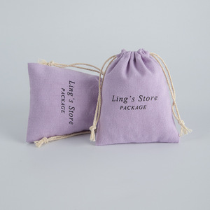 Sacs en coton à cordon de serrage Ling's Store, violets, rectangulaires, pour emballage de bijoux, logo personnalisé, 7x9cm, 8x10cm, 9x12cm, 10x15cm, 12x16cm - Product Image 2