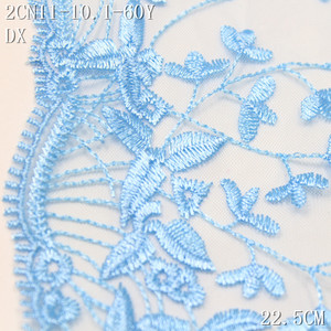 Polyester <strong>Soft</strong> Tulle <strong>Soft</strong> White Blue Yellow Embroidery <strong>Lace</strong> Trim <strong>Fabric</strong> 22cm Width Flower Embroidered <strong>Lace</strong> for Dresses Sewing - Product Image 4