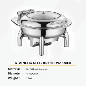 Chauffe-plats de buffet professionnel en acier inoxydable doré et blanc, alimenté au gaz, idéal pour la restauration et les hôtels – Vente chaude - Product Image 5