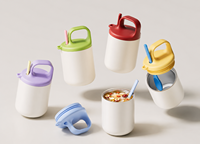 Gobelet isotherme pour petit-déjeuner avec paille, design élégant et portable, couvercle et cuillère inclus, idéal pour les yaourts et les flocons d'avoine, pour les employés de bureau et les étudiants