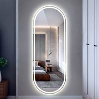 Miroir de salle de bain intelligent anti-buée à écran tactile avec lumière LED, design moderne ovale, éco-responsable, économie d'énergie, décoration murale