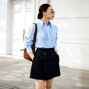 CV745 Jupe mini en jean taille haute coupe trapèze pour femme, séchage rapide, idéale pour l'été, marque privée, fournisseur - Product Image 1