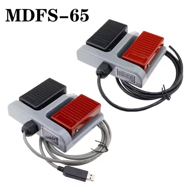 Foot Switch MDFS-65 Double Foot Pedal Switch Self-Reset With Wire 3A/220VAC 1.3m/1.5m/2m cable or 2m cable with USB