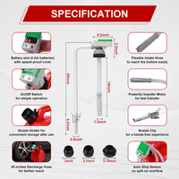 TOUKOO FTP001-07 Bomba eléctrica autocebante de plástico de 3V CC con 4 pilas AA para transferencia de combustible en estaciones de servicio, 2.4 galones/min, mini, personalizable