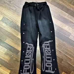 Rhinestone Luxury Custom <strong>Designer</strong> Men Long Sleeve Full Zip up Two Piece <strong>Tracksuit</strong> Sun Faded Jogging Sweatpants and Hoodie Set - Product Image 5