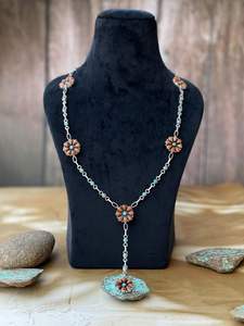 Collier lariat en argent sterling multi-pierres turquoise fait à la main avec sertissage en bezel, chaîne réglable - Product Image 2