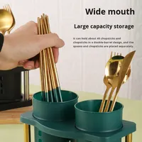 Porte-couteaux et porte-baguettes mural moderne et simple à double niveau en plastique, avec égouttoir de cuisine étanche et créatif
