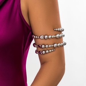 Bracelet en perles de bijouterie tendance, nouvelle arrivée 2023, bracelet simple multi-rangs pour femmes, bracelet en or CCB enveloppé autour du bras - Product Image 2