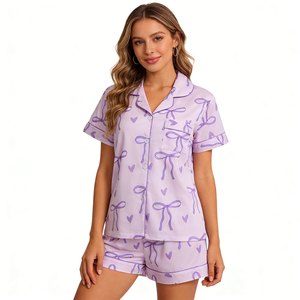 Set Hongbo <span class=keywords><strong>di</strong></span> T-shirt e Pantaloncini, Pigiama Estivo da Donna, Abbigliamento da Notte <span class=keywords><strong>di</strong></span> Design, Set Pigiama Carino in 2 Pezzi con Pantaloncini per Donne - Product Image 3