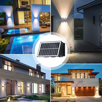 Lampe de rue LED solaire étanche IP66 avec détecteur de mouvement pour jardin, éclairage mural extérieur réglable vers le haut/bas
