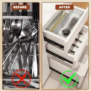 Expandable Utensil <b>Drawer</b> Organizer Transparent Adjustable Plastic <b>Storage</b> <b>Box</b> with Dividers for Kitchen Office Desk - Product Image 3