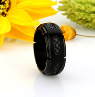 8mm Titane Alliance Noir Cubique Zircone CZ Ensemble Noir Titane Anneau Pierre Naturelle Anneau Bijoux Titane