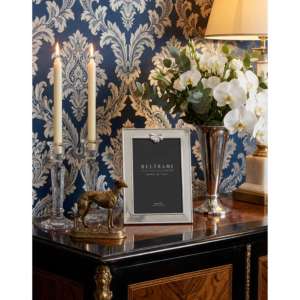 Beltrami Photo <b>Frame</b> <b>5x7</b> Silver Plated With Bow Design Made In Italy - Product Image 2