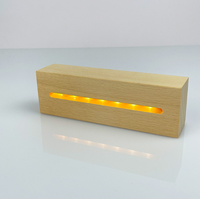 Lampe d'ambiance portable sans fil à LED 3D, alimentée par batterie, avec base carrée en bois, lumière blanche chaude moderne pour la maison et la chambre