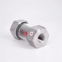 Indicateur de débit à visée directe avec roue à aubes en acier inoxydable 304, filetage femelle BSPT pour la surveillance des fluides hydrauliques, de l'eau et de l'huile dans les conduites