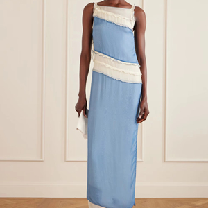 Vestido Maxi de Gasa con Estampado y Tirantes Finos, Diseño Casual y Transpirable - Product Image 1