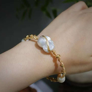 Handmade Wire Wrapped Baroque Pearl Bangle, USA Imported 14K <b>Gold</b> Filled Fittings, Natural Freshwater Baroque Pearl <b>Bracelet</b> - Product Image 4