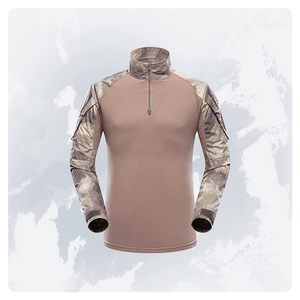 튼튼한 액티브 프로 아웃도어 전술 셔츠 지퍼 칼라 탑 벨크로 포켓 통기성 조절 가능한 커프 팔꿈치 패드 호환 - Product Image 3