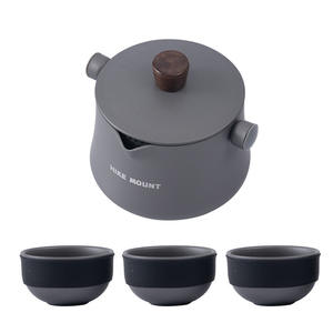 ชุดชงชาพกพา Hike Mount อลูมิเนียมอัลลอยด์ 4 ชิ้น ชุดทำชาสำหรับตั้งแคมป์ น้ำหนักเบา ชุดเดินทางพร้อมกาน้ำหนึ่งใบ ถ้วยสามใบ - Product Image 4