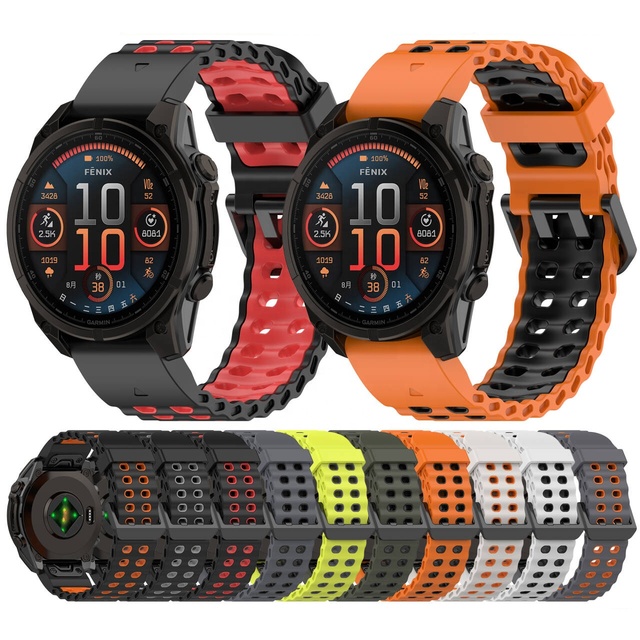 Sport Breathable Silicone Watch Strap for Garmin Fenix 8X 8 E 7X 7 Pro 6X 6 5 5X Plus/Epix 2 26mm 22mm QuickFit Watch Band