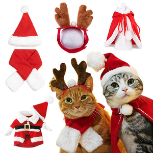 Ensemble de costumes d'hiver pour animaux de compagnie - Bandeau d'oreilles de chat et cape avec nœud papillon pour chiens/<span class=keywords><strong>chats</strong></span> (matière douce et confortable) - Product Image 1