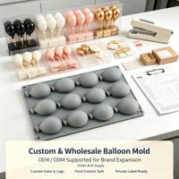 Moule en silicone 12 cavités en forme de ballon, qualité alimentaire, pour mousse, gelée, gâteau, pâtisserie, outil de cuisson, vente en gros d'usine, OEM