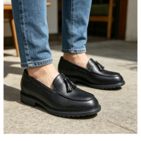 Chaussures habillées faites à la main en cuir de vachette vintage, avec semelle intérieure à crochet en acier, respirantes, semelle extérieure antidérapante en EVA, doublure en cuir de porc, mocassins à enfiler