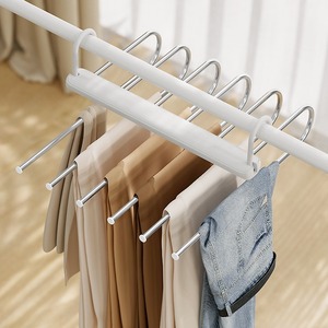 Multi Layer Pant Hanger White Space Saving Wardrobe Organizer For Pants Skirts Clothes Storage Hook Type Rectangle Shape - Product Image 4