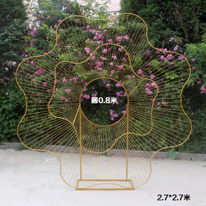 Oggetti di scena per matrimonio Tieyi sfondo con decorazione esterna <span class=keywords><strong>cerchio</strong></span> luminoso ornamenti forma curva sfondo in metallo - Product Image 2
