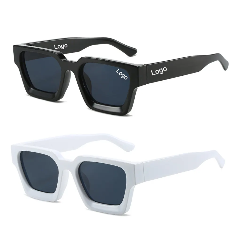 Gafas de sol con montura gruesa 88950, gafas de sol cuadradas para mujeres y hombres, gafas de sol rectangulares personalizadas con logotipo, gafas de diseñador con tonos negros