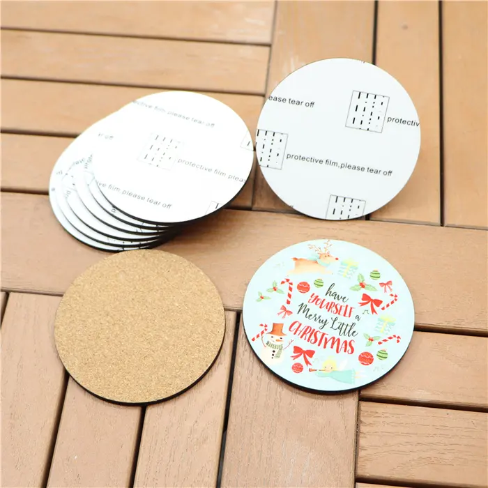 MDFSUB Classic 4mm Thick round MDF Coaster Non-Slip Wooden Pad/Mat Eco-Friendly Sublimation Coaster 90x90mm