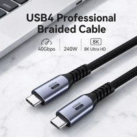 Câble USB-C vers USB-C USB4 toutes fonctions, transfert de données 40 Gbit/s, charge PD 240 W, vidéo 8K, tressé en nylon, OEM ODM, logo personnalisé