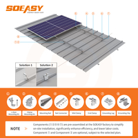 Soeasy OEM Pabrik Braket Pemasangan Panel Surya Atap Genteng Baja Karbon Warna Baja Tahan Angin Beban Angin 60ms Sistem Rak PV Kit