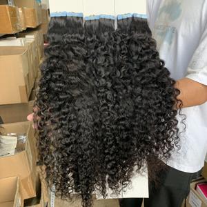 Raw Tape Hair Extension Grosir Vendor Indian Hair Tape Manusia Ins Hair UNTUK WANITA HITAM - Product Image 4