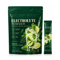 Poudre d'électrolytes OLLI saveur cocktail Mojito, sans alcool, sans sucre, soutien à l'hydratation et à l'énergie, 30 sachets de 150g
