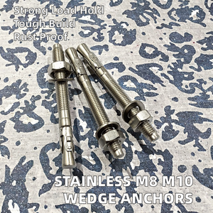 Ancres à coin professionnelles WISINE en acier inoxydable M8 M10 pour la construction, revêtement amovible, capacité de 500 kg - Product Image 2