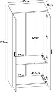 Armoire moderne en bois 176X80X52 <span class=keywords><strong>cm</strong></span> Armoire MDF 1 compartiment 1 tringle à vêtements, 1 étagère inférieure Chêne Sonoma - Product Image 3